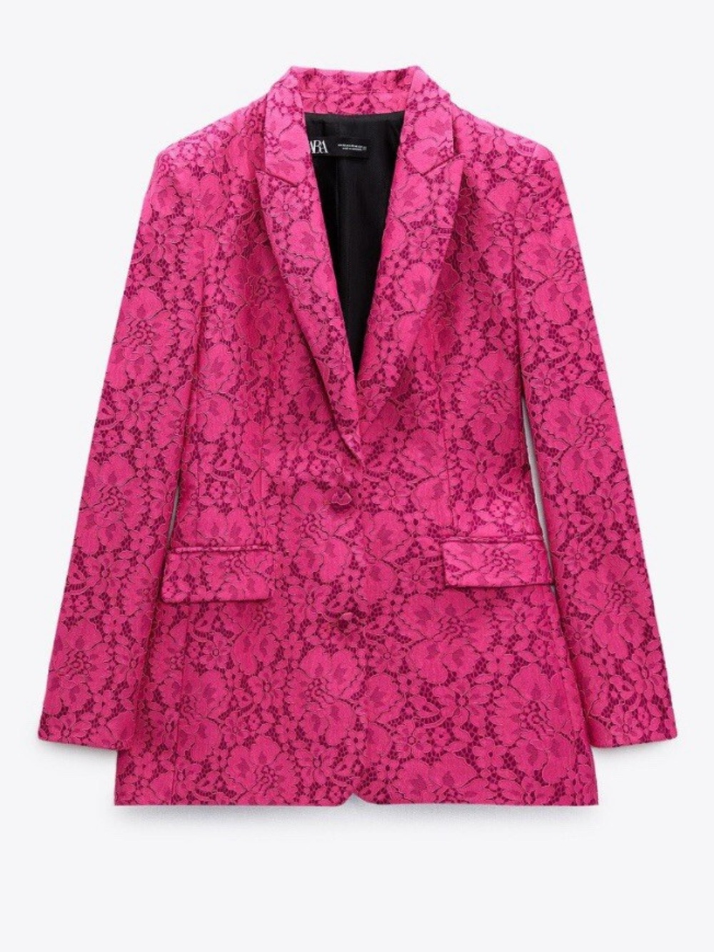 Zara Hot Pink Lace Single-Button Blazer